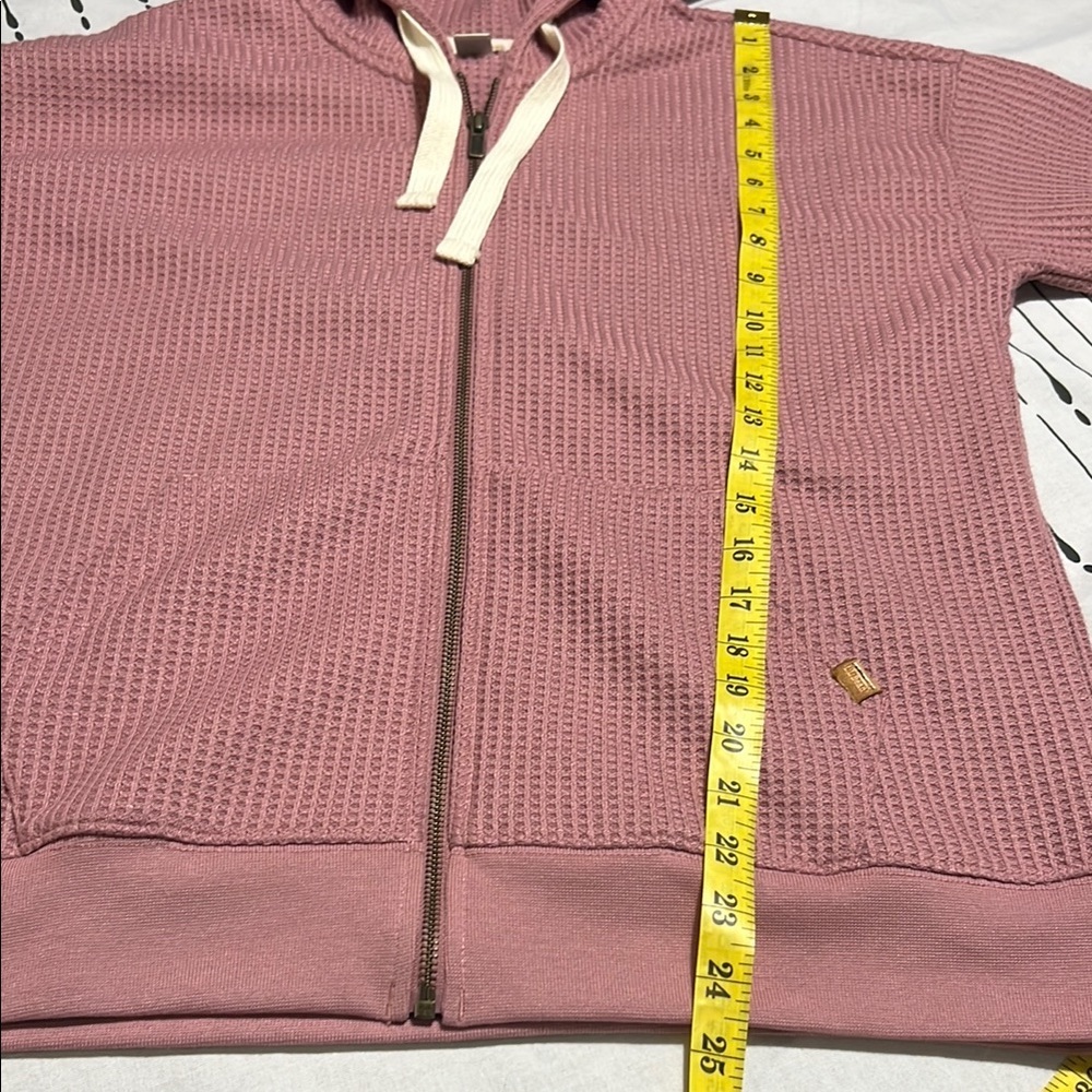 L.L. Bean Pink Waffle Print Textured Zip Hoodie.  Size Small - Picture 7 of 8